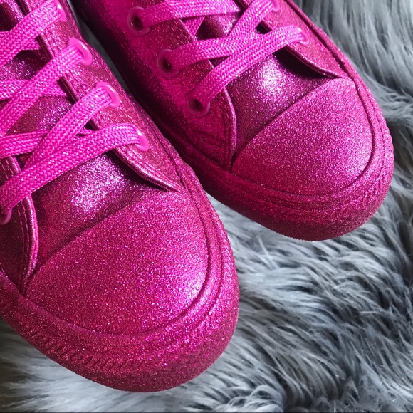 NEW 💓 CONVERSE WOMENS PINK GLITTER - Picture 5 of 8